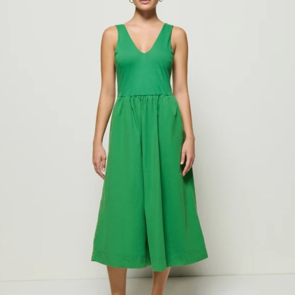 Nation LTD XS Daria Tank Green Lawn Sleeveless Dress Pima Cotton Quiet Luxury - Picture 1 of 10